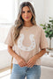 Pearled Decor Lace Horseshoe Graphic Western T Shirt