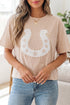 Pearled Decor Lace Horseshoe Graphic Western T Shirt