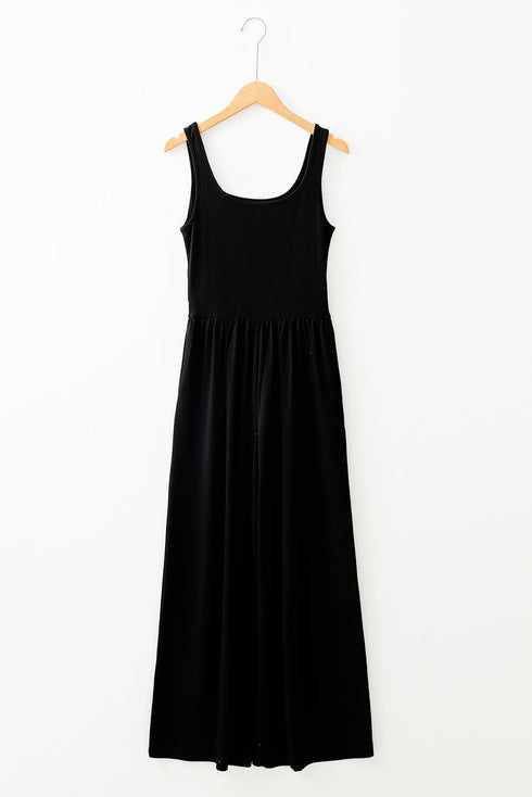 Peekaboo Cutout Square Neck Sleeveless Wide Leg Jumpsuit
