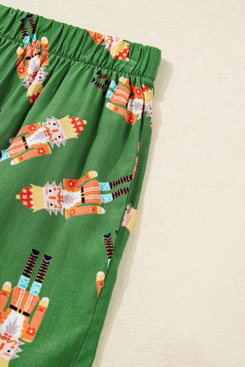 Peppermint Print Contrast Piping Bow Cuff Pajama Set