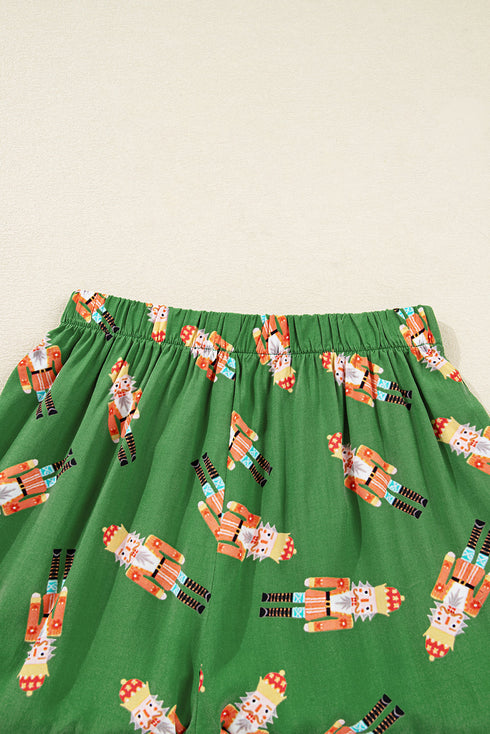 Peppermint Print Contrast Piping Bow Cuff Pajama Set