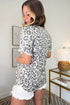 Petal Sleeve Lace Trim Animal Pattern Shirt