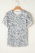Petal Sleeve Lace Trim Animal Pattern Shirt