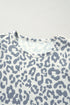 Petal Sleeve Lace Trim Animal Pattern Shirt