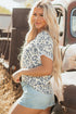 Petal Sleeve Lace Trim Animal Pattern Shirt