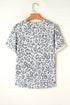 Petal Sleeve Lace Trim Animal Pattern Shirt
