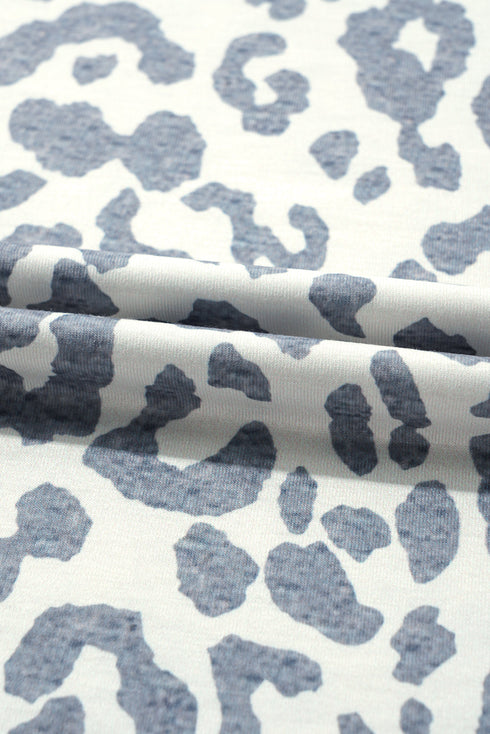 Petal Sleeve Lace Trim Animal Pattern Shirt
