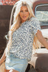 Petal Sleeve Lace Trim Animal Pattern Shirt