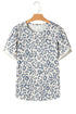 Petal Sleeve Lace Trim Animal Pattern Shirt