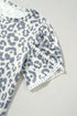 Petal Sleeve Lace Trim Animal Pattern Shirt