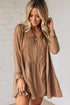 Peter Pan Collar Lace Trim Long Sleeve Shirt Mini Dress