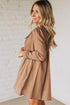 Peter Pan Collar Lace Trim Long Sleeve Shirt Mini Dress