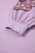 Phalaenopsis Flower Applique Patchwork Detail Pullover Sweatshirt
