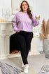 Phalaenopsis Flower Applique Patchwork Detail Pullover Sweatshirt