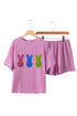 Phalaenopsis Shiny Bunny Doll Patched Loose Tee and Shorts Corded 2pcs Outfit