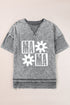 Philippine Gray MAMA Daisy Flower Graphic Mineral Wash Drop Shoulder Vintage Tee