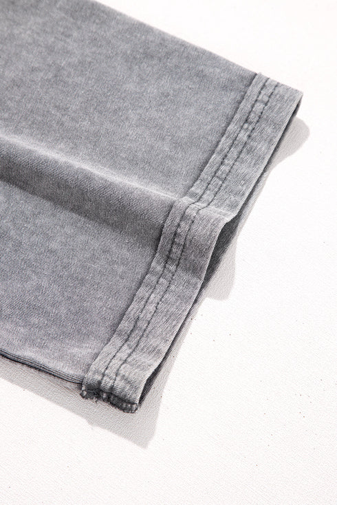 Philippine Gray Mineral Wash Half Sleeve Boyfriend Vintage T Shirt