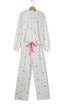 Pieced Patchwork Long Sleeve Shift Two Piece Lounge Set