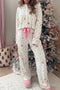 Pieced Patchwork Long Sleeve Shift Two Piece Lounge Set