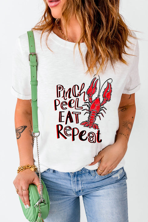 Pinch Peel Eat Repeat Crawfish Graphic Crew Neck Tee