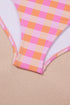 Pink 3pcs Gingham High Waist Bikini & Sarong