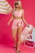 Pink 3pcs Gingham High Waist Bikini & Sarong