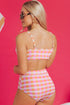 Pink 3pcs Gingham High Waist Bikini & Sarong