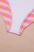 Pink 3pcs Gingham High Waist Bikini & Sarong