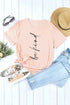 Pink Be Kind Letter Printed Crewneck Short Sleeve Top