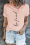 Pink Be Kind Letter Printed Crewneck Short Sleeve Top