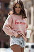 Pink Be Mine Glitter Pattern Print Pullover Sweatshirt