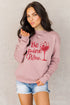 Pink Be Mine Wine Shining Graphic Print Sweatshirt