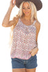 Pink Bohemian Floral Pleated U Neck Vest