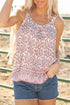 Pink Bohemian Floral Pleated U Neck Vest
