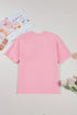 Pink Bow Applique Half Sleeve T-shirt