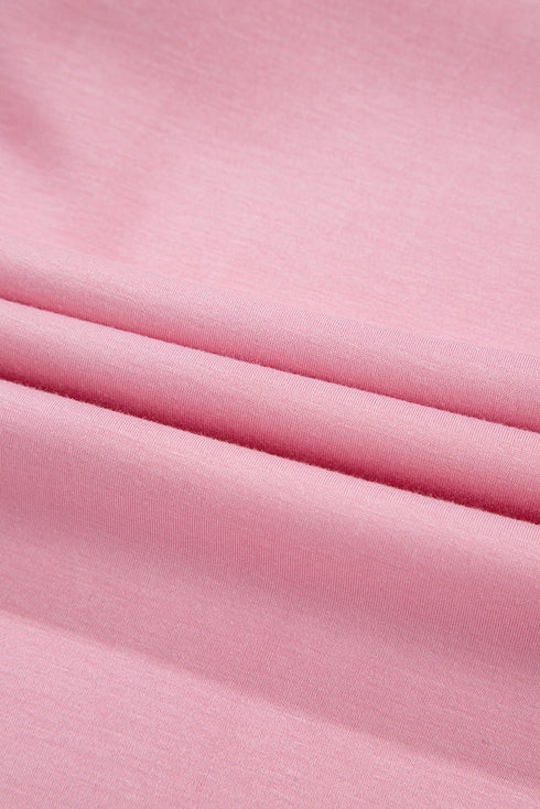 Pink Bow Applique Half Sleeve T-shirt