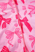 Pink Bow Knot Print Lapel Collar Short Sleeve and Pants Pajamas Set