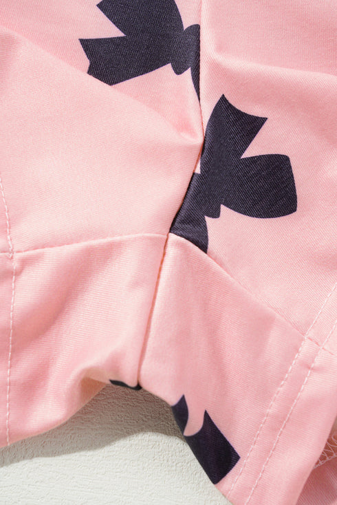 Pink Bow Printed Short 2pcs Lounge Set