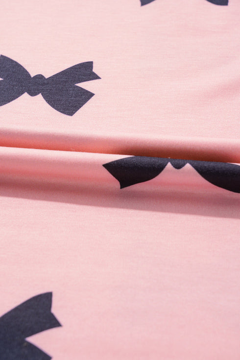Pink Bow Printed Short 2pcs Lounge Set