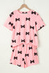 Pink Bow Printed Short 2pcs Lounge Set