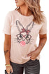 Pink Bubblegum Bunny Graphic Print Easter Fashion Tee