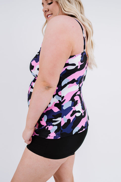 Pink Camo Swim Tank And Shorts Plus Size Tankini Set