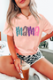 Pink Checkerboard mama Printed Crew Neck Tee