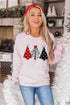 Pink Christmas Tree Graphic Print Pullover Sweatshirt