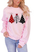 Pink Christmas Tree Graphic Print Pullover Sweatshirt