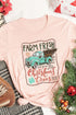 Pink Christmas Trees Truck Graphic Print Short Sleeve T Shirt