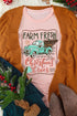 Pink Christmas Trees Truck Graphic Print Short Sleeve T Shirt