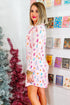 Pink Christmas Twinkle Tree Print Shirt Sleep Dress