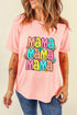 Pink Colorful MaMa Letter Graphic T Shirt