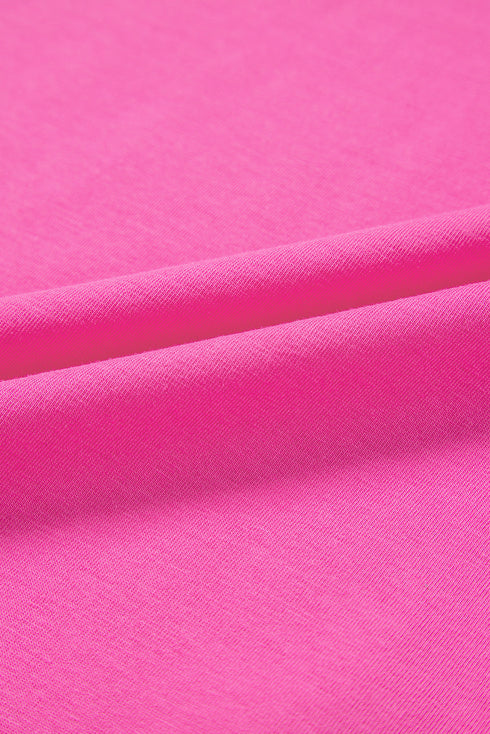 Pink Contrast Trim Collared Split Neck Short Sleeve Plus Size Top